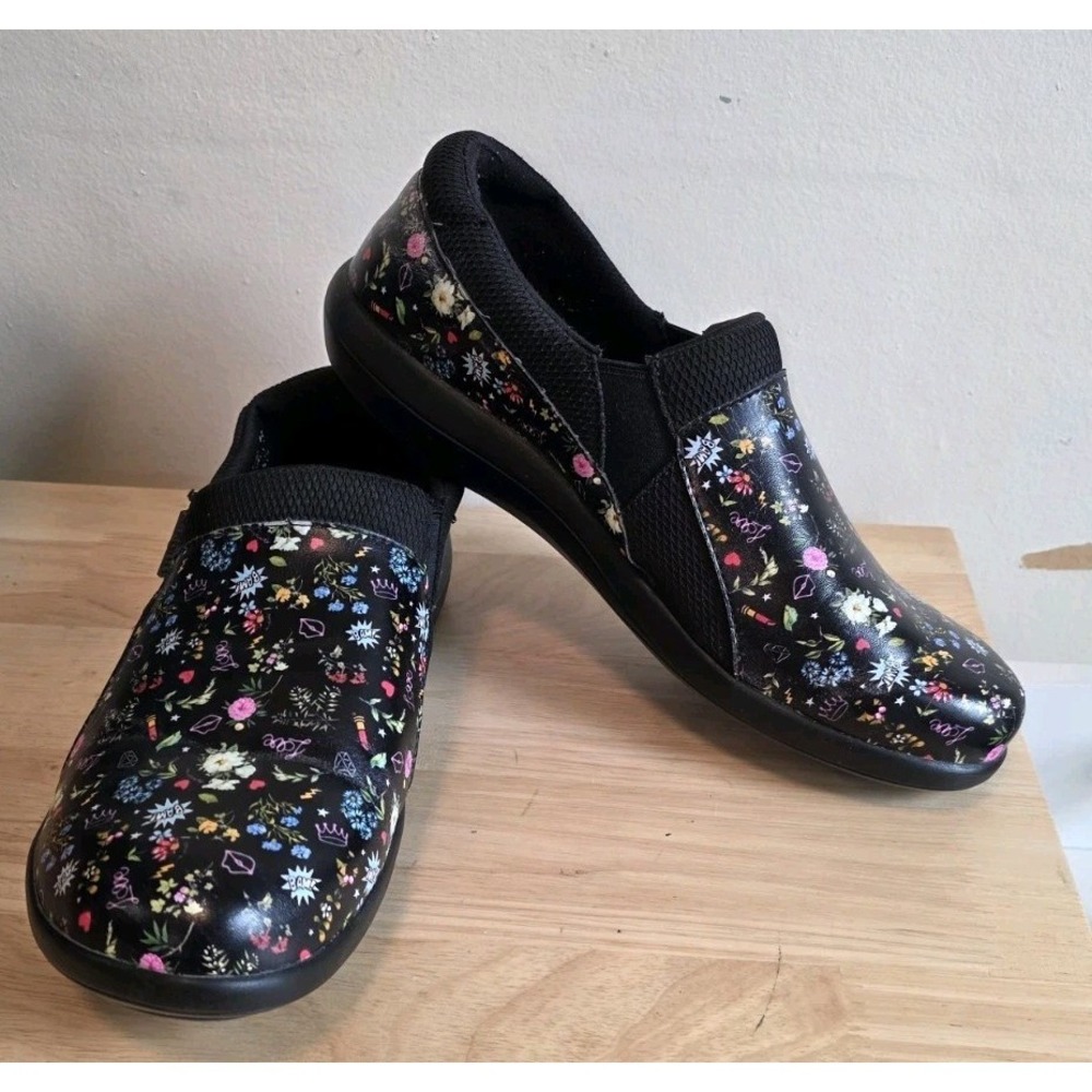 Alegria Duette Women 42 US 11.5 Clog Floral Colorful Shiny Slip On Medical Comfy